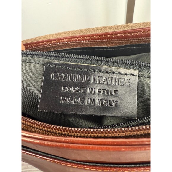 Vera Pelle Italian Genuine Leather Messenger Bag Crossbody Brown Made in Italy - Picture 4 of 17